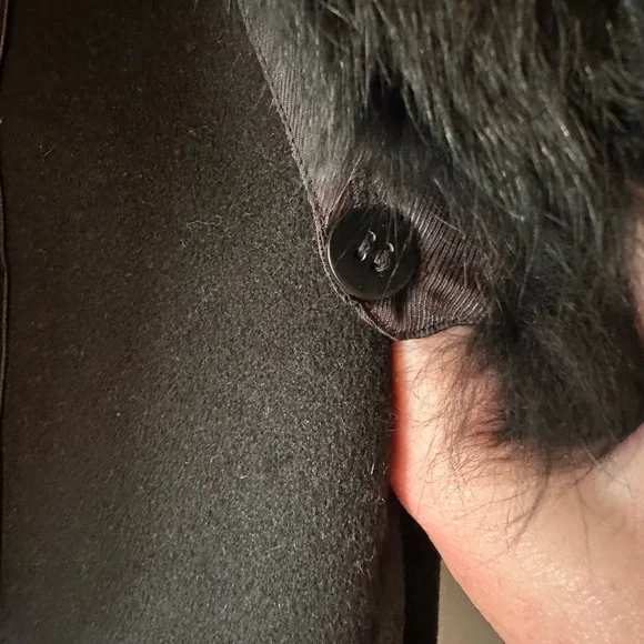 Ellen Tracy Black Pea Coat with Fur Collar - Picture 4 of 10